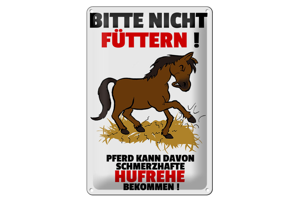 Blechschild Pferd 20x30cm nicht füttern schmerzhaft Hufrehe Deko Schild