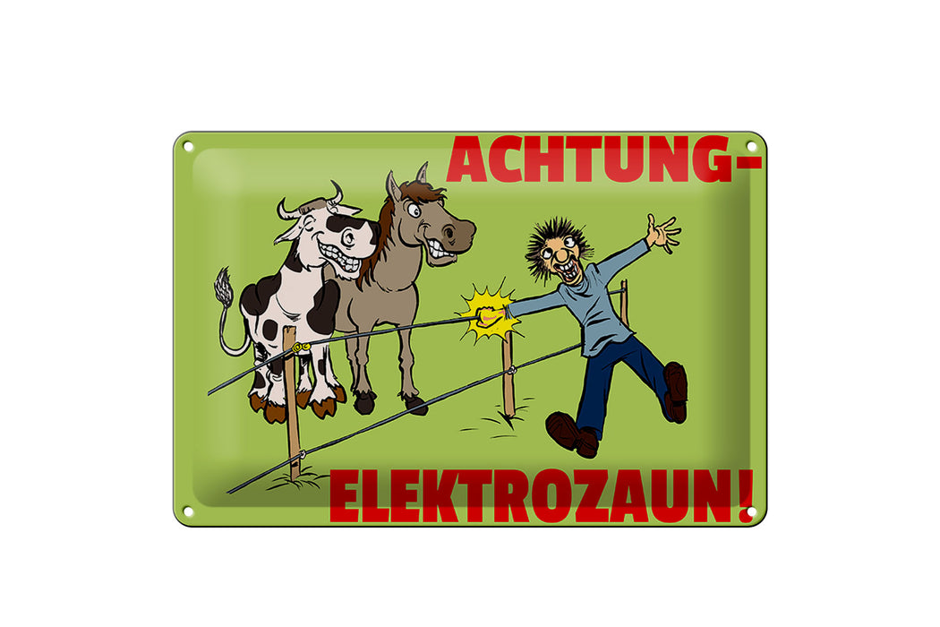 Blechschild Warnschild 30x20cm Achtung Elektrozaun Deko Schild