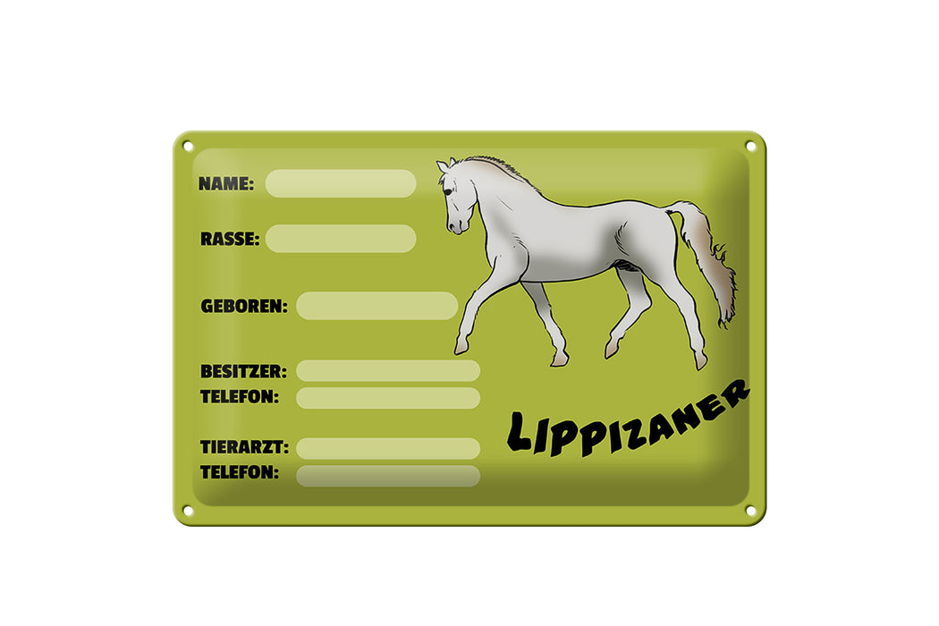 Blechschild Steckbrief Lippizaner 30x20cm Angaben Name Besitzer Schild