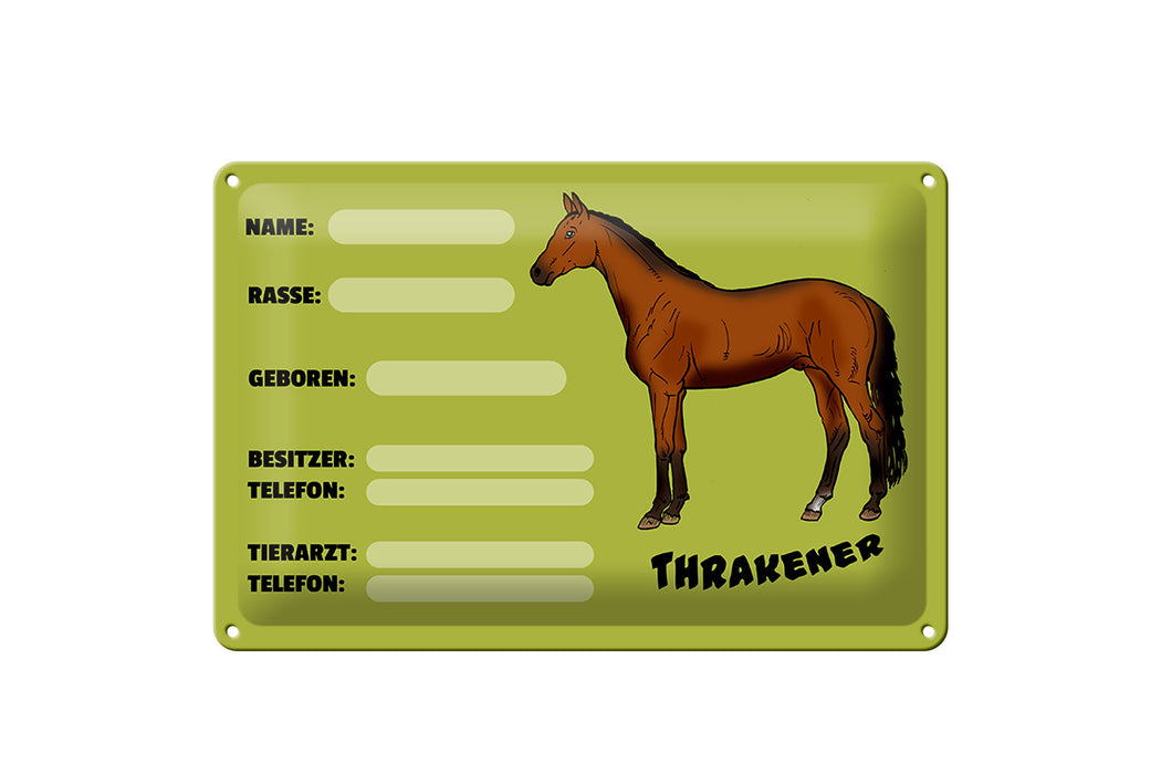 Blechschild Steckbrief Thrakener 30x20cm Name Besitzer Rasse Schild