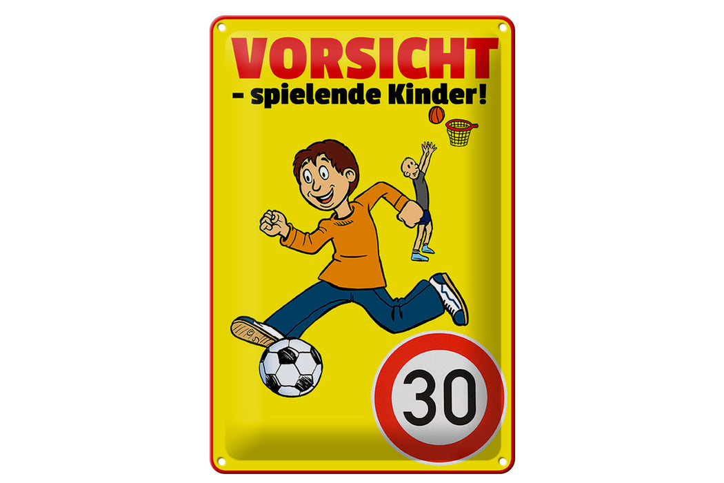 Blechschild Hinweis 20x30cm Vorsicht spielende Kinder 30Kmh Deko Schild