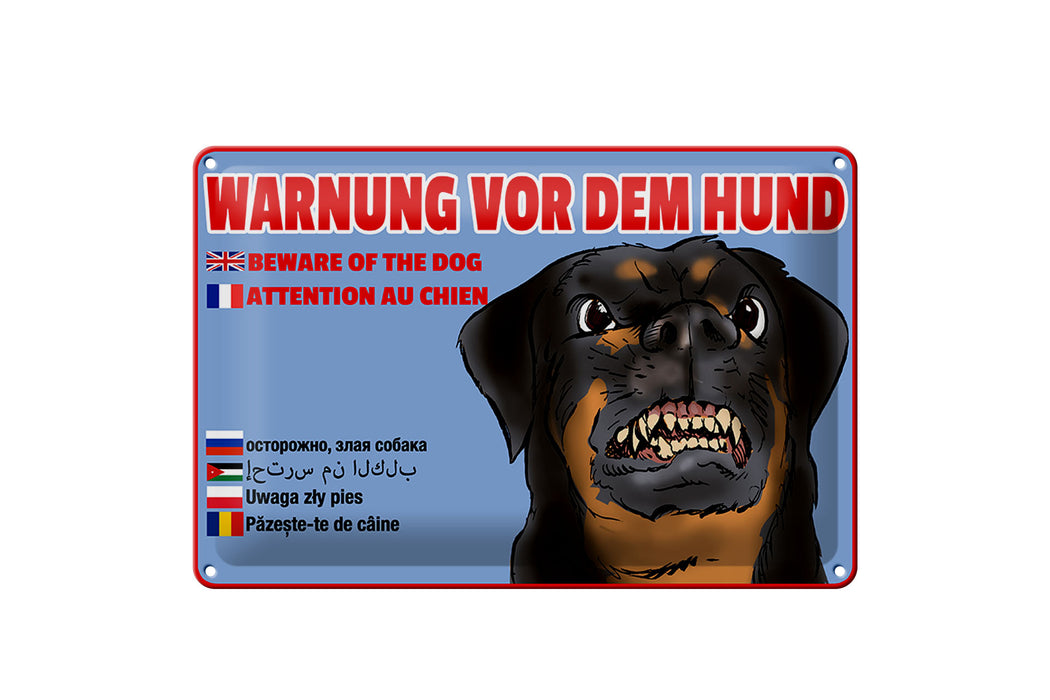 Blechschild Warnung vor Hund 30x20cm beware of dog Metall Deko Schild