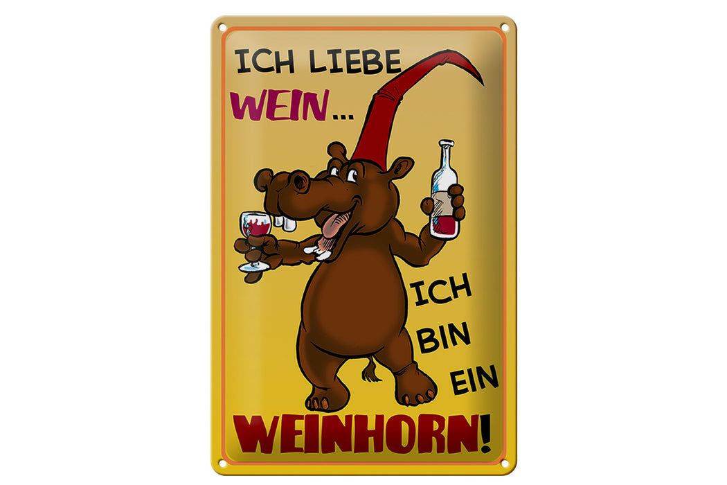 Blechschild 20x30cm liebe Wein bin ein Weinhorn Deko Schild