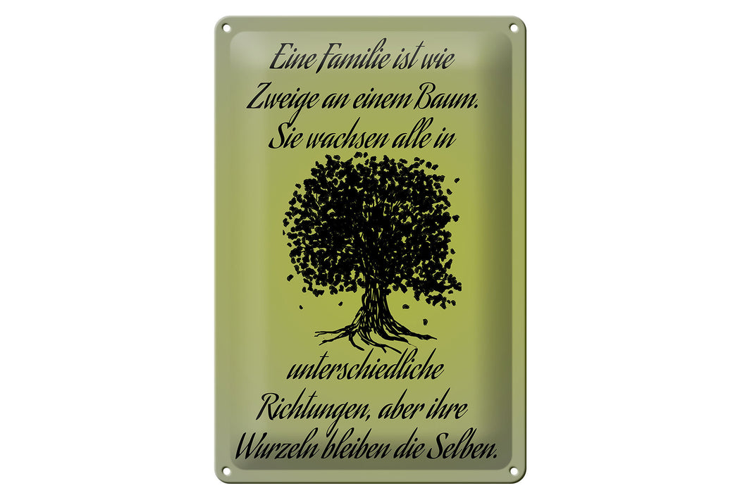 Blechschild Spruch 20x30cm Familie ist wie Zweige an Baum Deko Schild