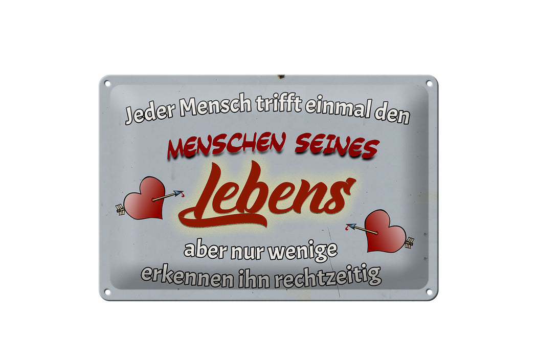 Blechschild Spruch 30x20cm Jeder Mensch trifft einmal den Deko Schild