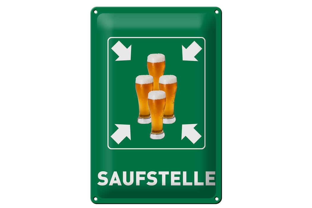 Blechschild 20x30cm Saufstelle Biergläser Bier Deko Schild