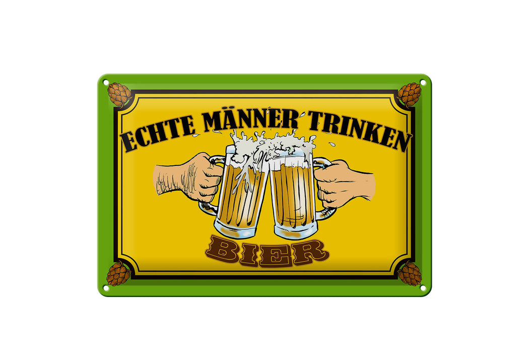 Blechschild 30x20cm echte Männer trinken Bier Deko Schild