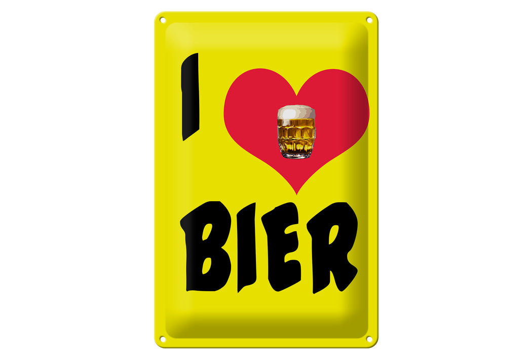 Blechschild 20x30cm I love Bier Metall Deko Schild