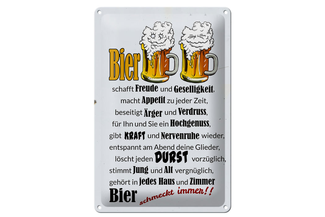 Blechschild 20x30cm Bier schmeckt immer Freude Deko Schild