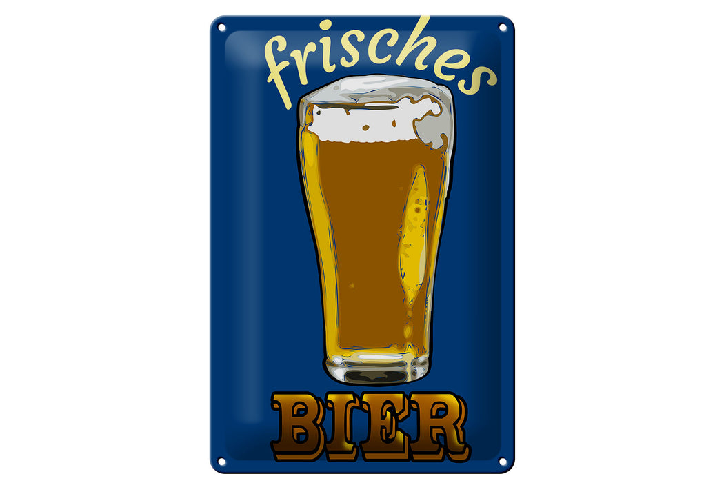 Blechschild 20x30cm frisches Bier Bierglas Metall Deko Schild