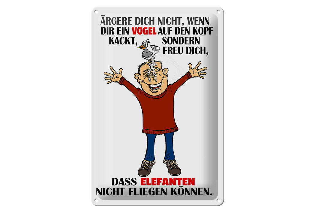 Blechschild Spruch 20x30cm ärgere dich nicht wenn ein Vogel Deko Schild