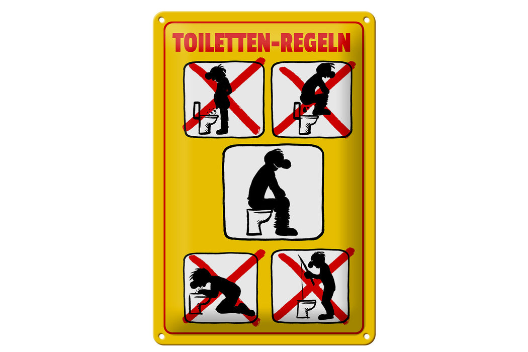 Blechschild Hinweis 20x30cm Toiletten Regeln Metall Deko Schild