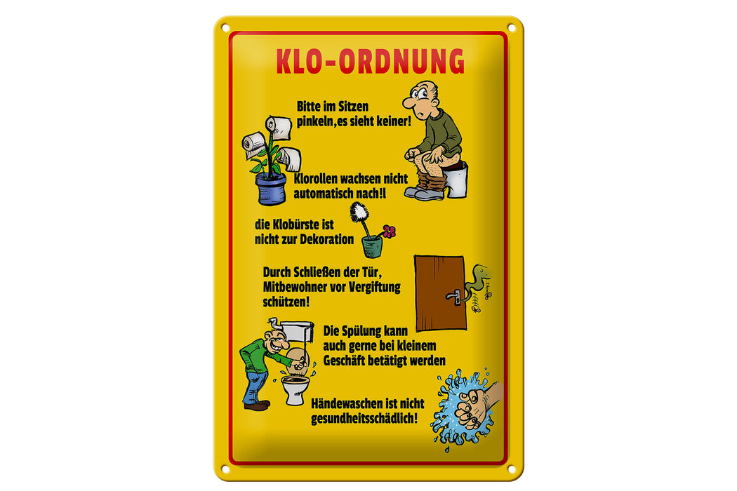 Blechschild Hinweis 20x30cm Klo Ordnung Wandschild Geschenk Deko Schild