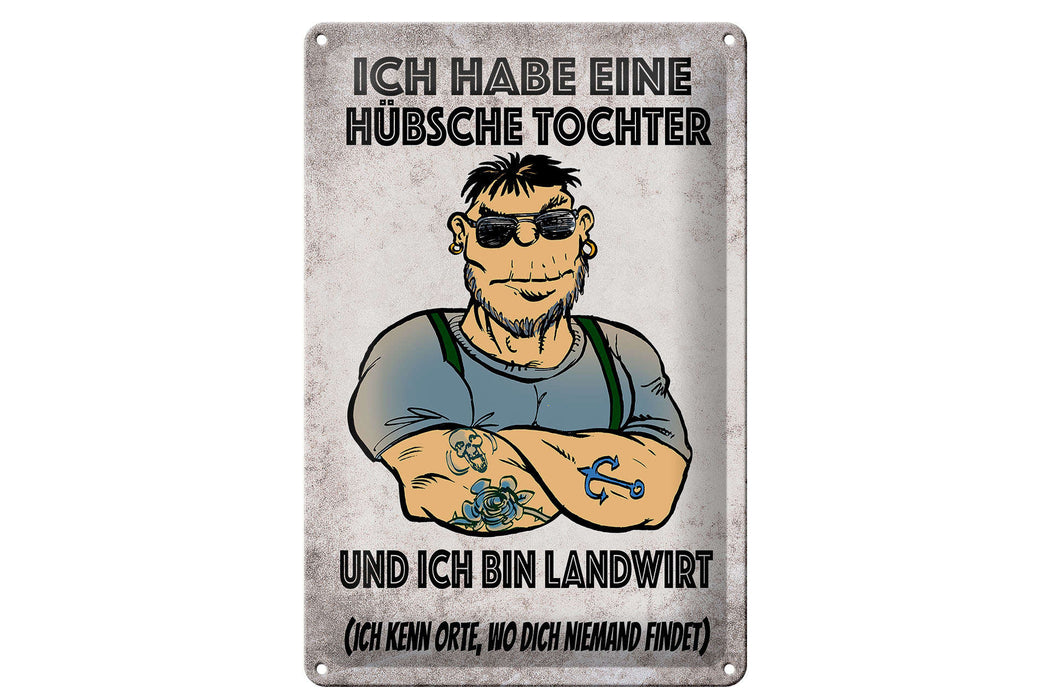 Blechschild Spruch 20x30cm ich habe eine hübsche Tochter Deko Schild