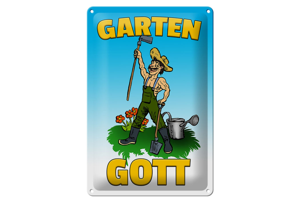 Blechschild Hinweis 20x30cm Garten Gott Metall Deko Schild