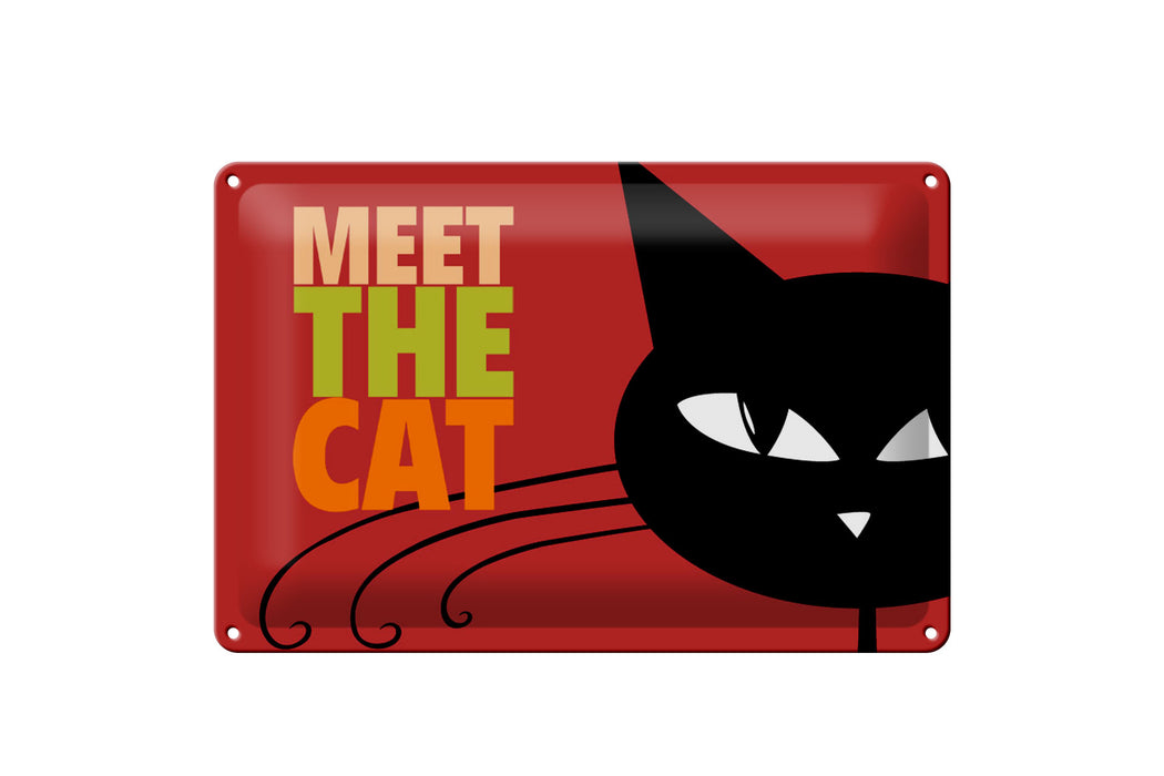 Blechschild Spruch 30x20cm Katze Meet the cat Geschenk Deko Schild