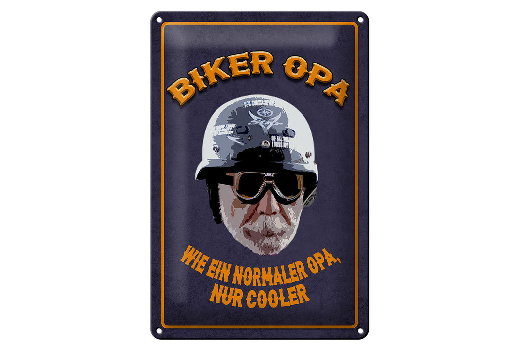 Blechschild Spruch 20x30cm Biker Opa wie ein normaler Opa Deko Schild