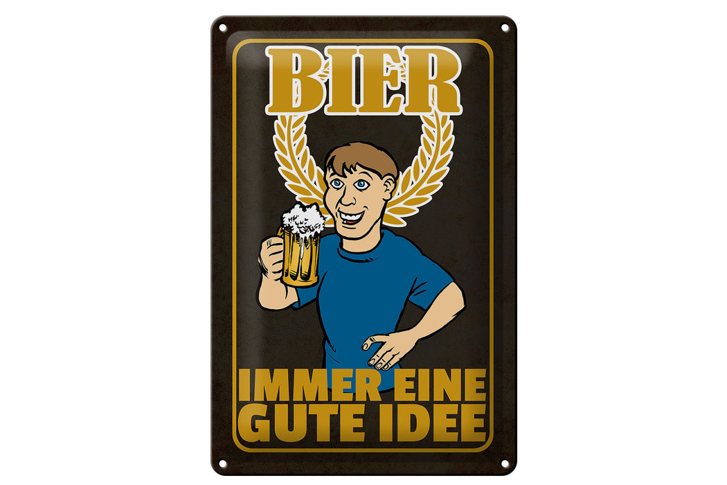 Blechschild 20x30cm Bier immer eine gute Idee Deko Schild