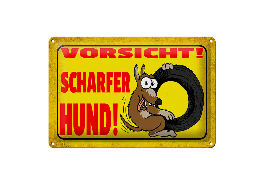 Blechschild Hinweis 30x20cm Vorsicht scharfer Hund Metall Deko Schild