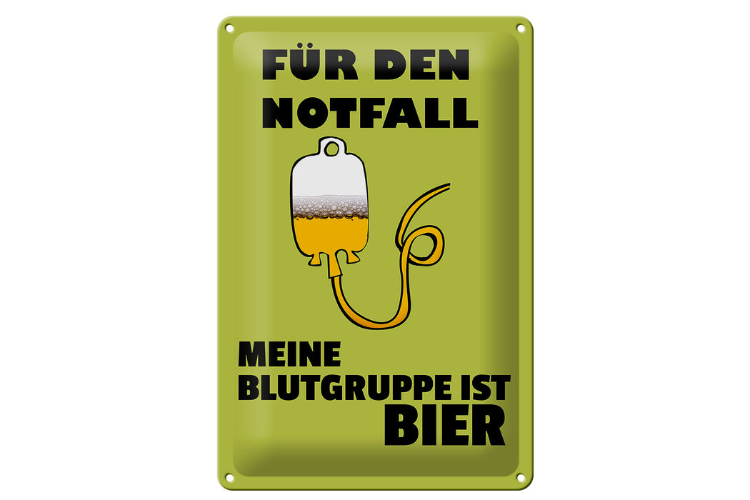 Blechschild 20x30cm für den Notfall Blutgruppe Bier Deko Schild