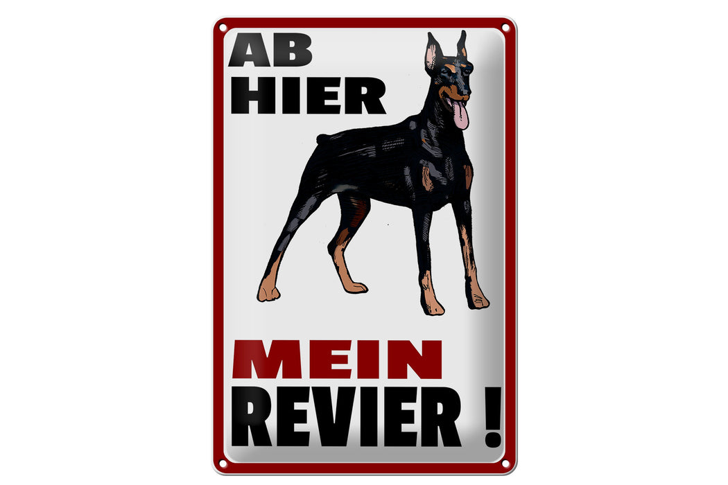 Blechschild Hinweis 20x30cm ab hier mein Revier Hund Metall Deko Schild