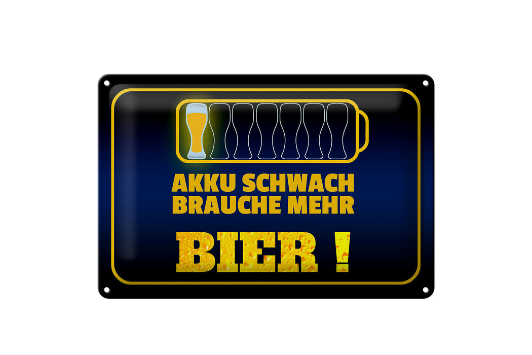 Blechschild Spruch Brauche mehr Bier Metallschild Wanddeko 30x20cm