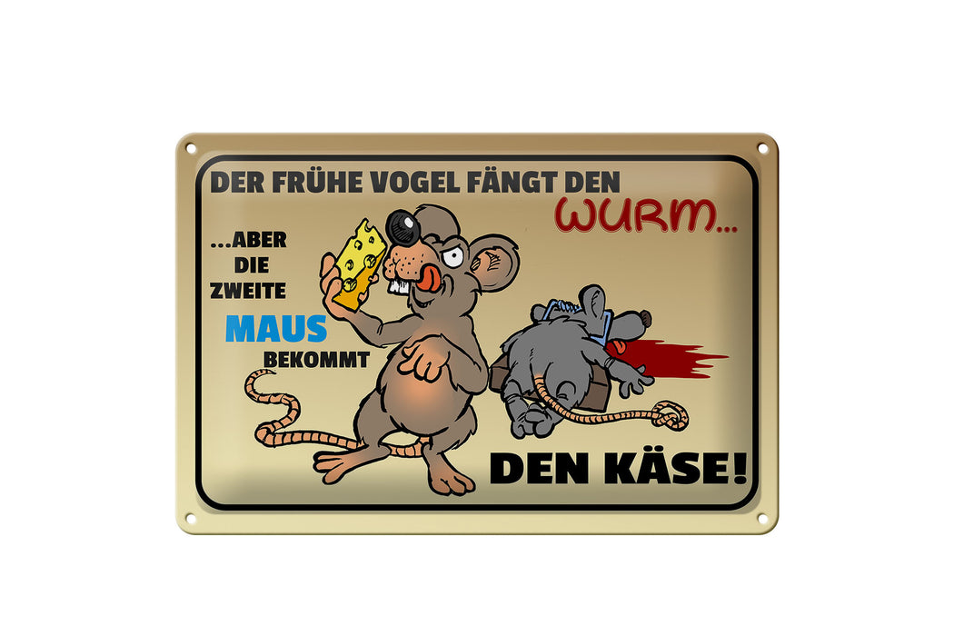 Blechschild Spruch 30x20cm der frühe Vogel fängt den Wurm Deko Schild