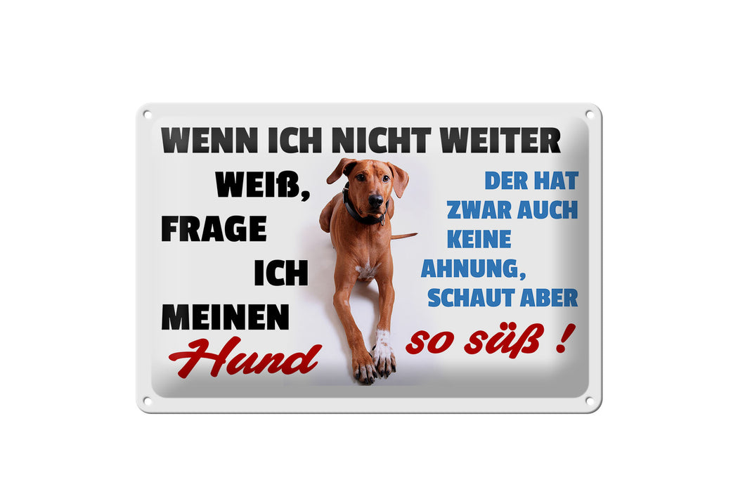 Blechschild Spruch 30x20cm wenn ich nicht weiter weiß Hund Deko Schild