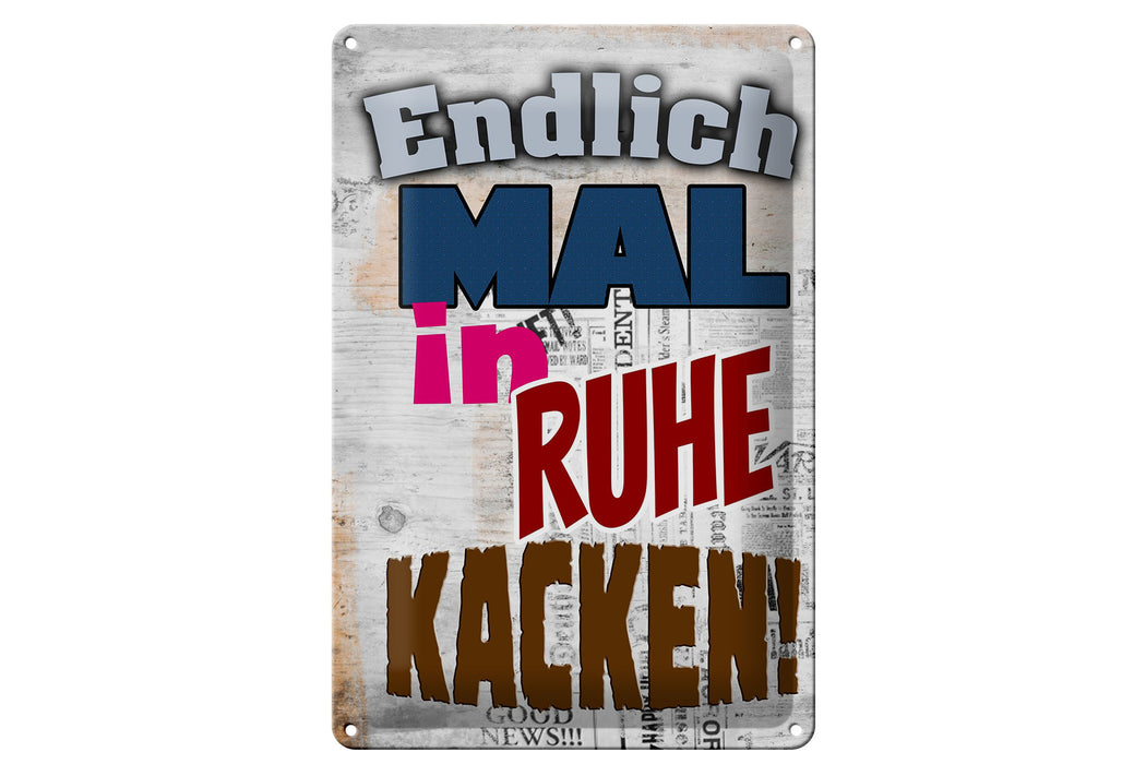 Blechschild Spruch 20x30cm Endlich mal in Ruhe kacken Deko Schild