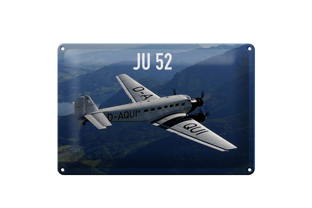 Blechschild Flugzeug 30x20cm JU 52 in der Luft Metall Deko Schild