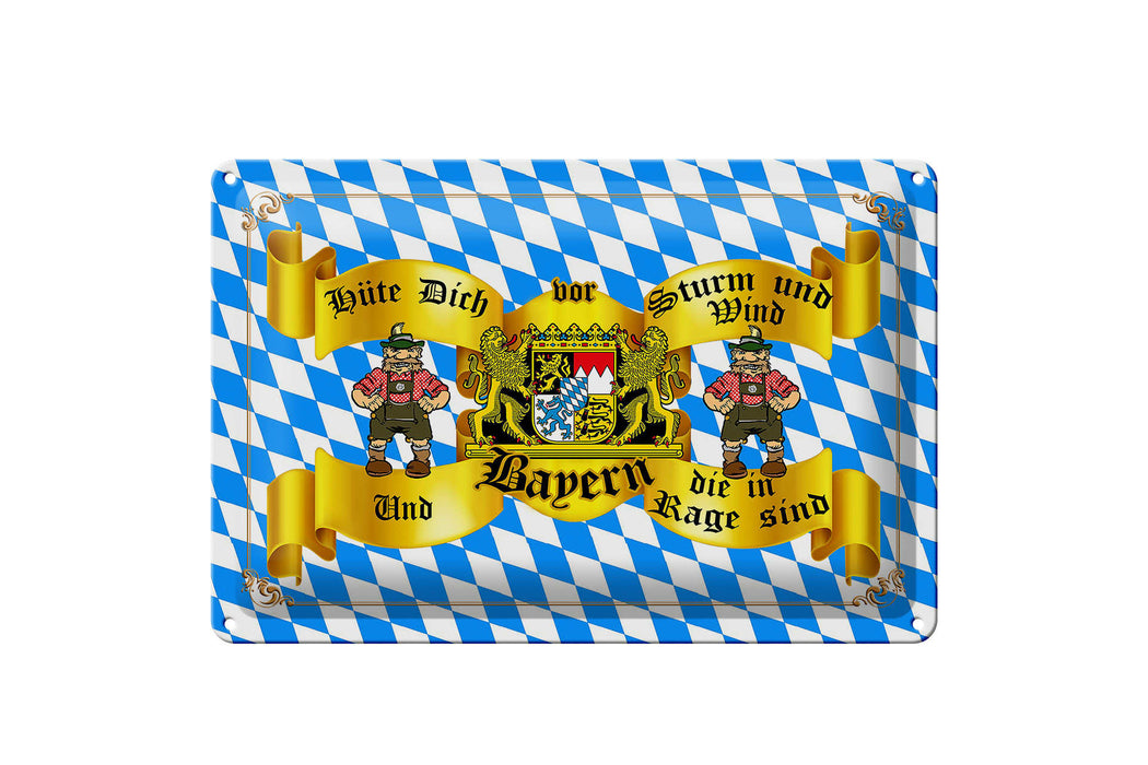 Blechschild Spruch 30x20cm hüte dich vor Sturm Wind Bayern Deko Schild