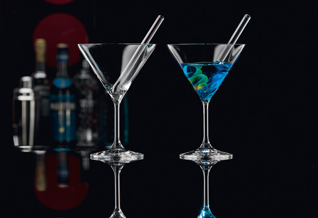 BOHEMIA Selection Cocktailschale 240ml mit Glastrinkhalm 15cm 2er Set