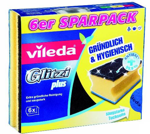 VILEDA Schwamm Glitzi plus Antibac 6er Pack