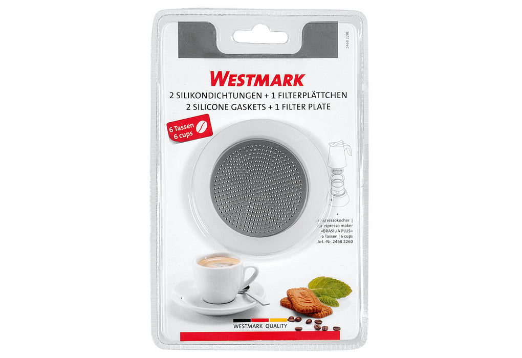 WESTMARK 2 Silikondichtringe und 1 Filterplättchen für Espressokocher Brasilia Plus 6Tassen