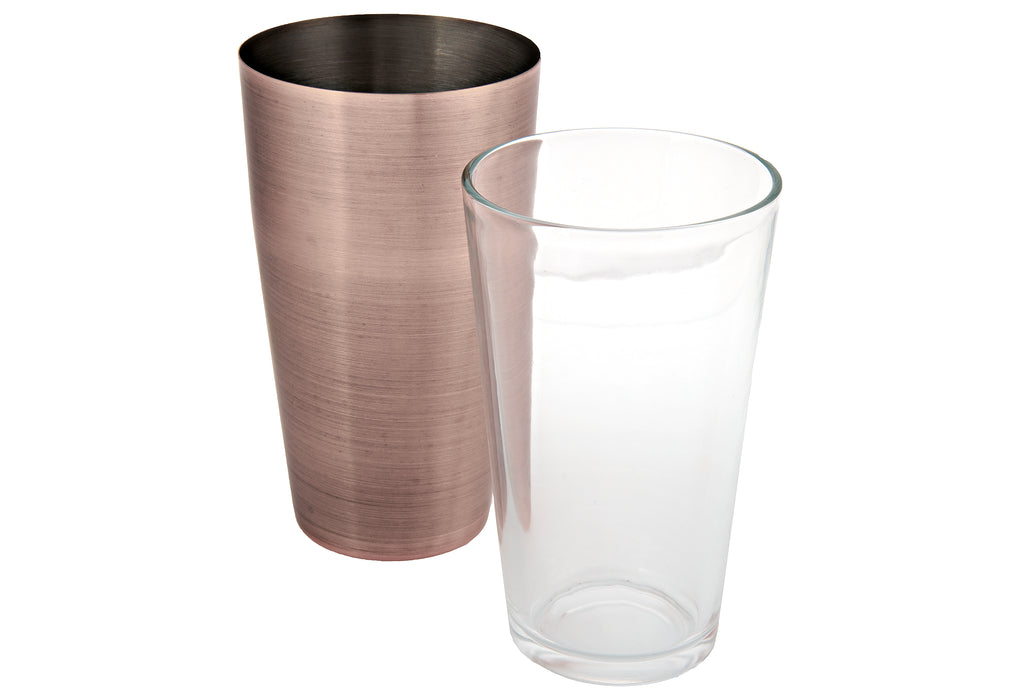 APS Boston Shaker Edelstahlbecher 700ml+Glas 400ml Antik-Kupfer-Look