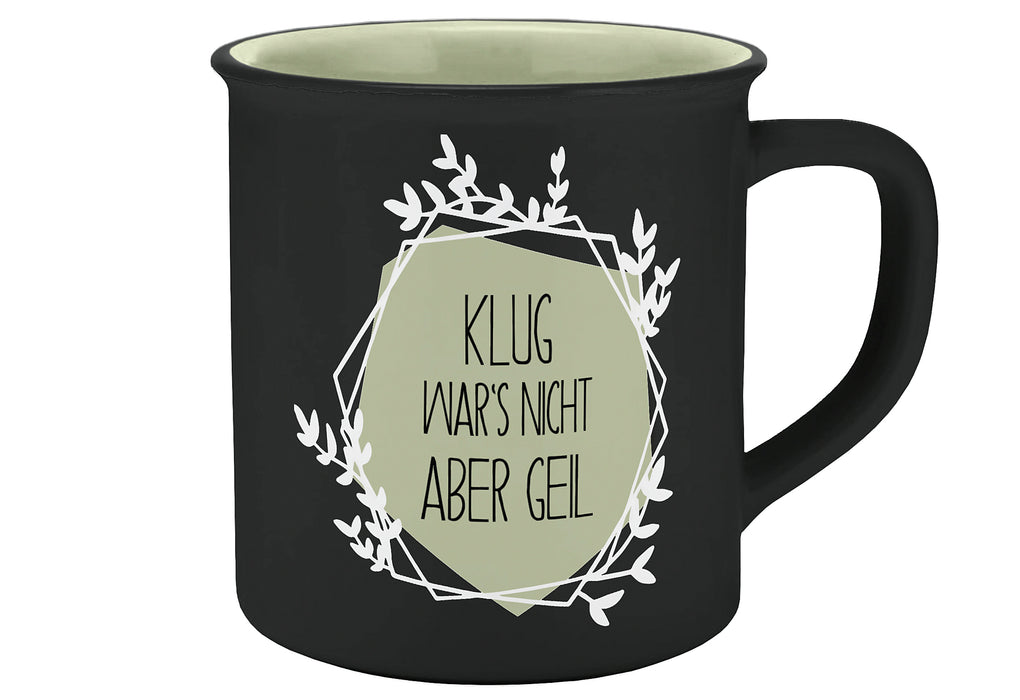 INFINITE by GEDA LABELS Tasse Klug war's nicht Emaille-Optik 400ml