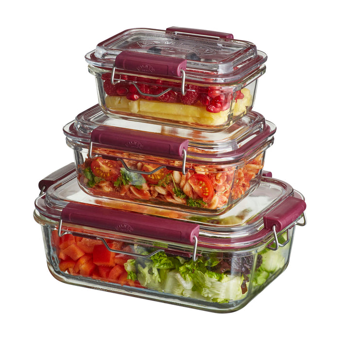 Glass food storage containers with swing top closure, 350 ml