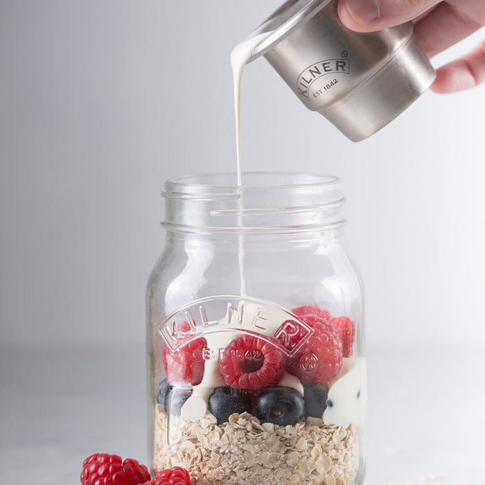 SNACK ON THE GO glass with stainless steel container, 500 ml