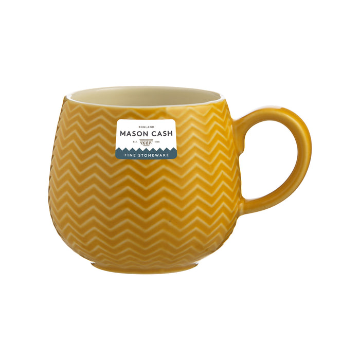 Embossed cup zigzag, ochre, 350 ml