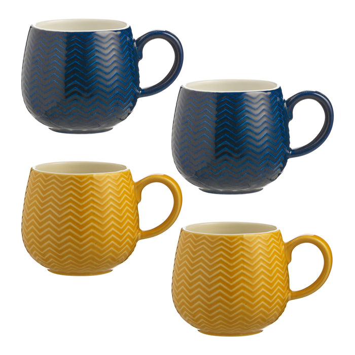 Embossed cup zigzag, ochre, 350 ml