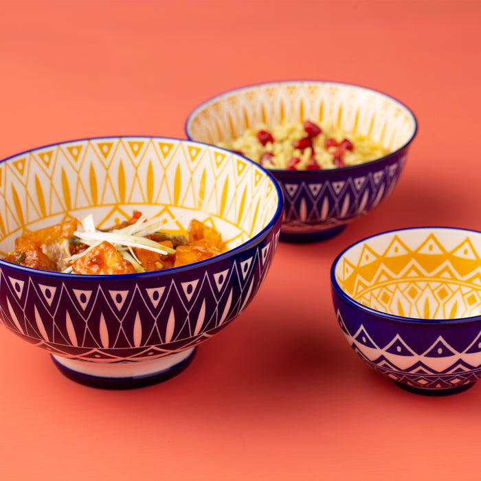 Formschöne Schale mit kunstvollem, fabrigem Mandaladesign. Ideal für Bowls, Snacks, Dips, Tapas, Salaten und vielem mehr.