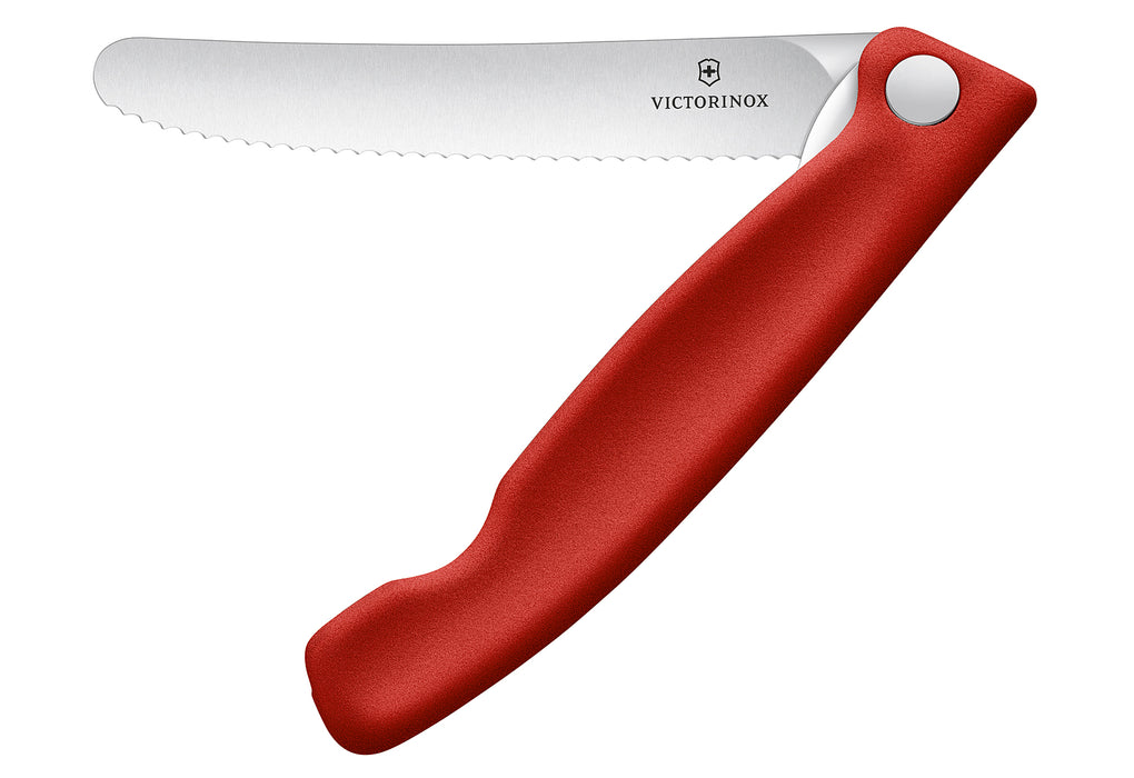 VICTORINOX Gemüsemesser Swiss Classic faltbar Wellenschliff rot Blister