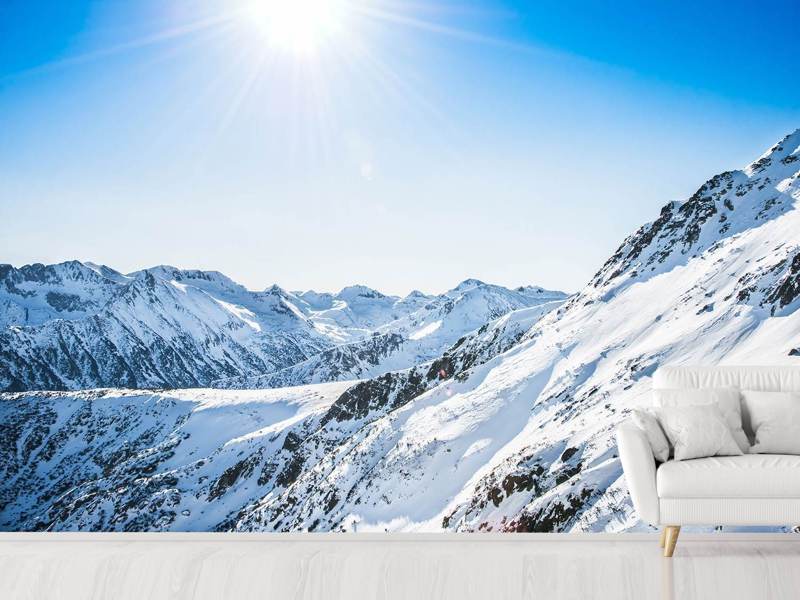 Fototapete Bergpanorama im Schnee