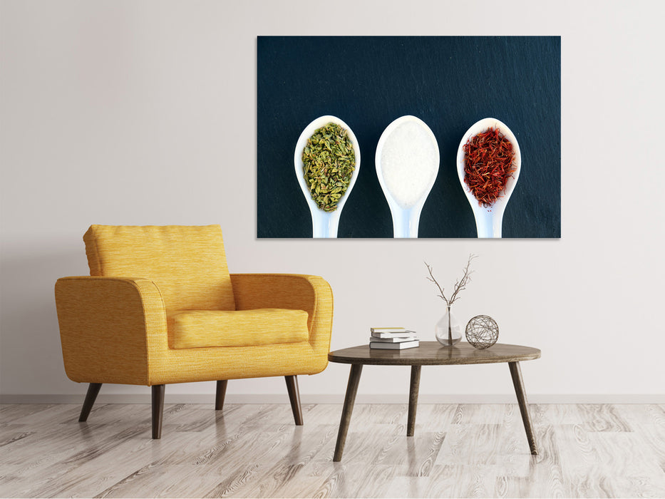 Canvas print Italian spices in spoon