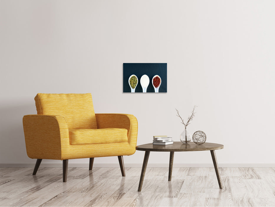 Canvas print Italian spices in spoon