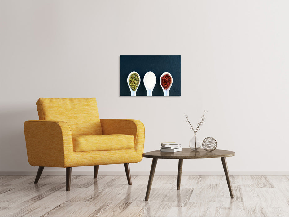 Canvas print Italian spices in spoon