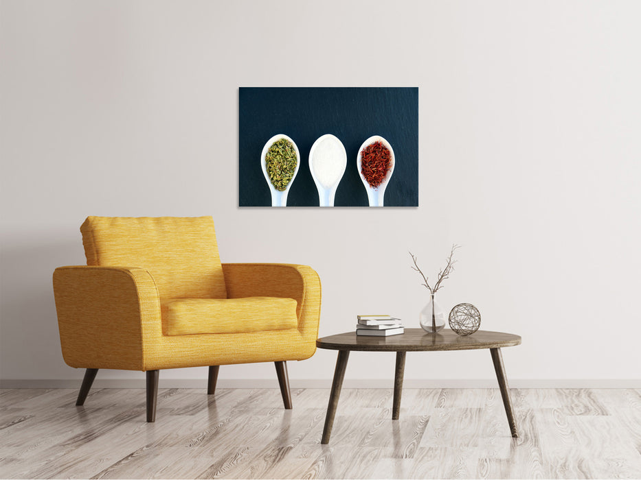 Canvas print Italian spices in spoon