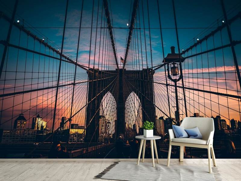 Fototapete Brooklyn Bridge im Abendlicht