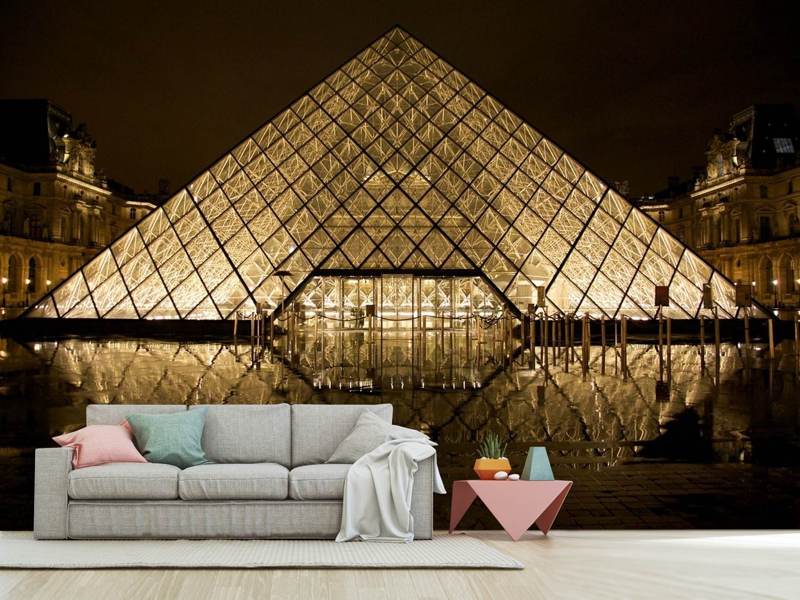 Fototapete Nachts am Louvre